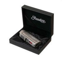 Зажигалка сигарная Passatore, тройное пламя, с пробойником и сигарным ложементом, серебристый антик
