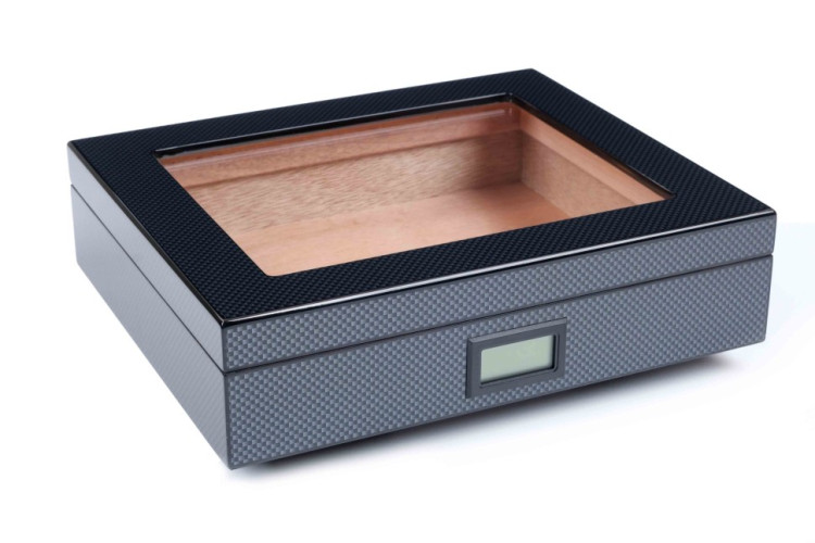 Хьюмидор Tom River на 30 сигар со стеклом, Карбон