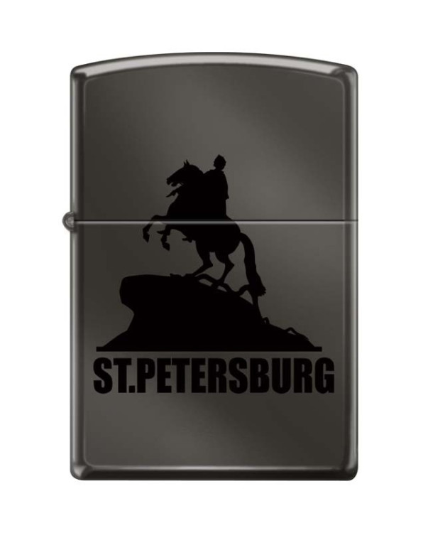 Зажигалка ZIPPO Медный всадник с покрытием Black Ice®