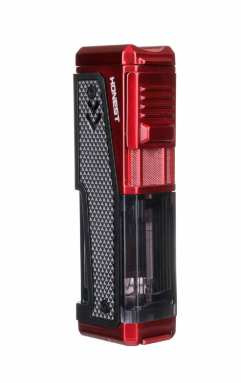 Зажигалка сигарная Honest, четверное пламя, с пробойником и сигарным ложементом, красная