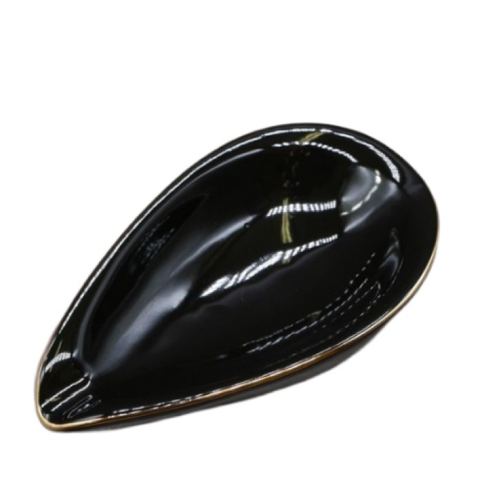 Пепельница керамическая Adorini Ashtray leaf Black под 1 сигару черная,14404