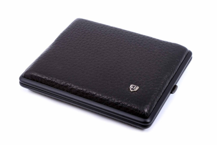 Портсигар Stoll на 26 сигарет, натуральная кожа, Черный олень