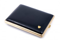 Портсигар STOLL на 20 сигарет 100 мм, натуральная кожа, чёрный