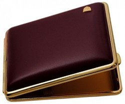 Портсигар STOLL на 18 сигарет, натуральная кожа, бордовый