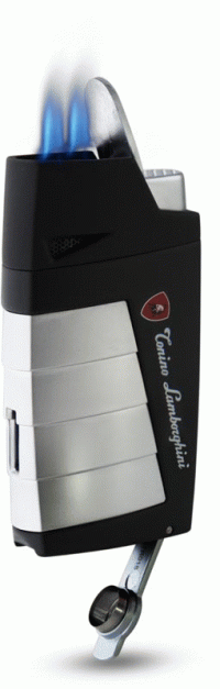 Зажигалка Tonino Lamborghini Duo Twin Jet Torch Flame Cigar Lighter - Black with Chrome