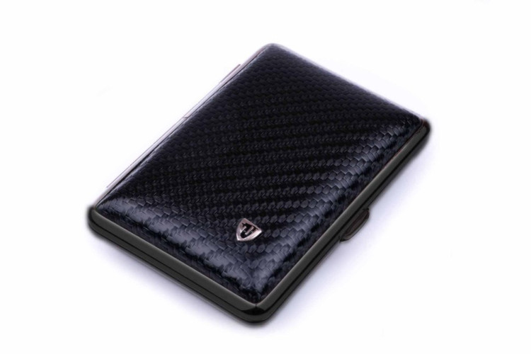 Портсигар Stoll на 14 сигарет, натуральная кожа, Карбон