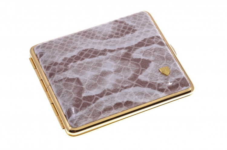 Портсигар Stoll на 18 сигарет, натуральная кожа, Белая змея