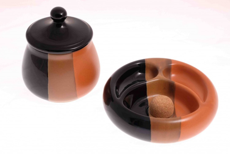 Набор из банки для табака и пепельницы Lubinski, керамика (Италия)