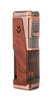 Зажигалка сигарная Honest, четверное пламя, с пробойником и сигарным ложементом, бронза с деревом