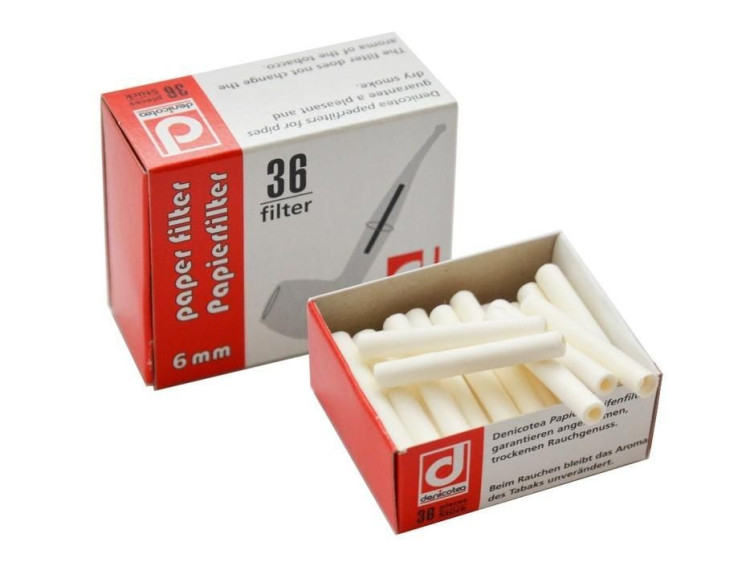 Фильтры для трубок DENICOTEA 36, 6 мм, бумажные