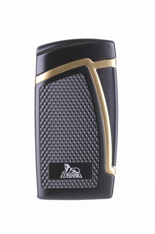 Зажигалка Lubinski "Дрэгон" турбо, двойное пламя, черно-золотая