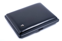 Портсигар Stoll на 12 сигарилл или сигар, натуральная кожа, Черный