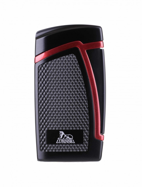 Зажигалка Lubinski "Дрэгон" турбо, двойное пламя, черно-красная