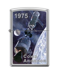 Зажигалка ZIPPO Союз-Аполлон с покрытием High Polish Chrome
