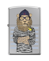 Зажигалка ZIPPO Лев-моряк с покрытием High Polish Chrome