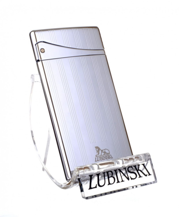 Зажигалка Lubinski "Флоренция", плоская, турбо, серебристая в полоску