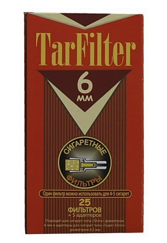 Фильтр мундштук для сигарет TarFilter 6 мм 25 шт