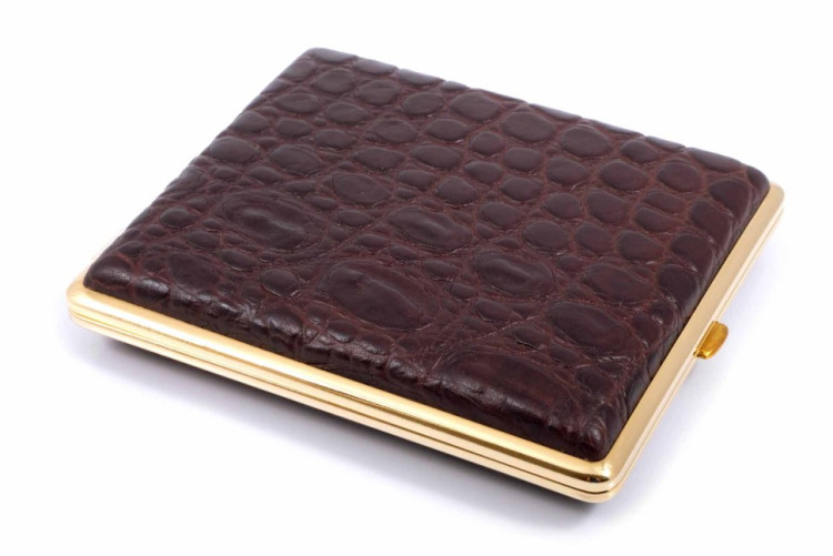 Портсигар Stoll на 26 сигарет, натуральная кожа, Крокодил