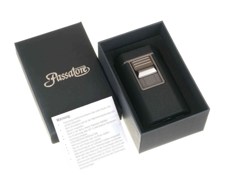 Зажигалка настольная Passatore, 4-струйное пламя, с гильотиной и пробойником, черная