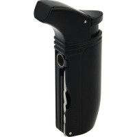 Зажигалка Adorini Puroso Double Jet Black турбо двойная с пробойником и шпажкой, черная