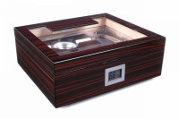 Хьюмидор Lubinski на 60 сигар со стеклом и подарочным набором, Эбеновое дерево