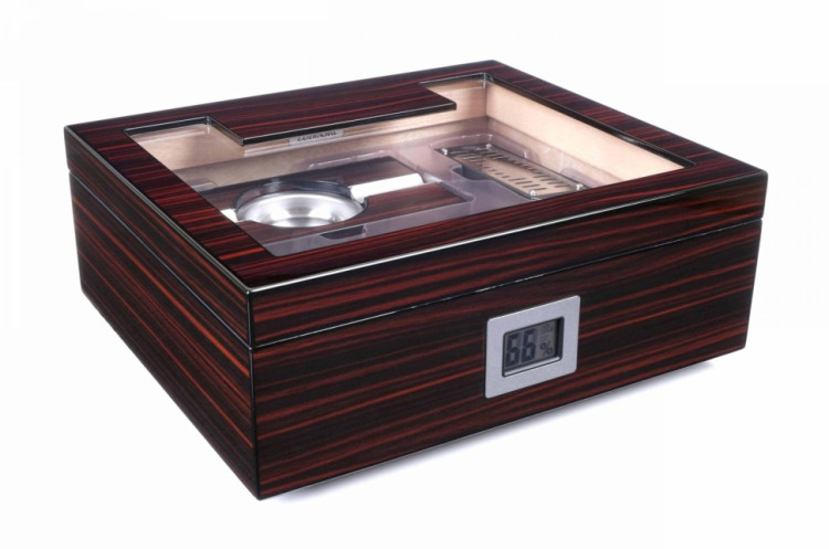 Хьюмидор Lubinski на 60 сигар со стеклом и подарочным набором, Эбеновое дерево