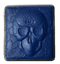 Портсигар FARO "Череп" на 20 сигарет 80 мм, металл, ПВХ, синий