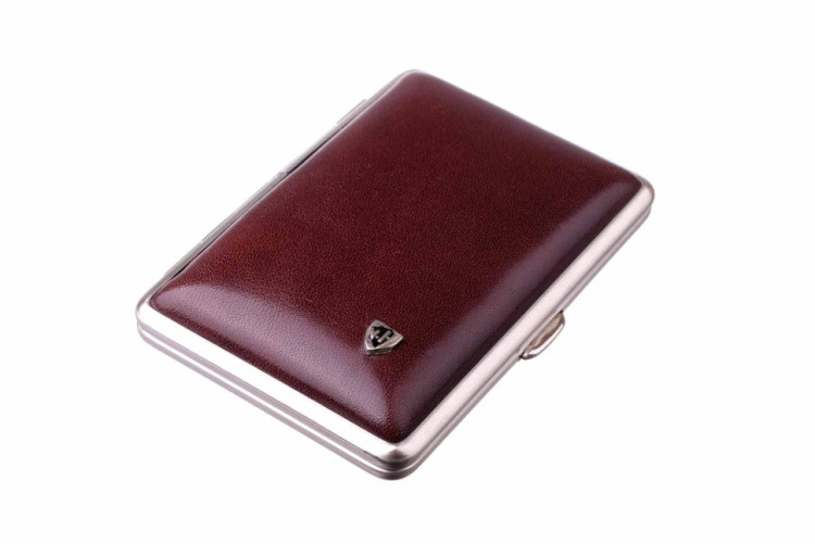 Портсигар Stoll на 14 сигарет, натуральная кожа, Бургунди