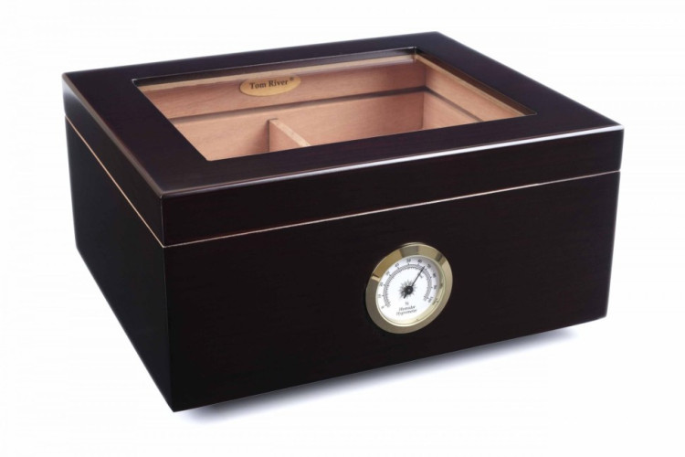 Хьюмидор Tom River на 40 сигар со стеклом, Тонированное дерево