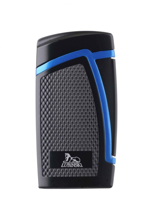 Зажигалка Lubinski "Дрэгон" турбо, двойное пламя, черно-синяя