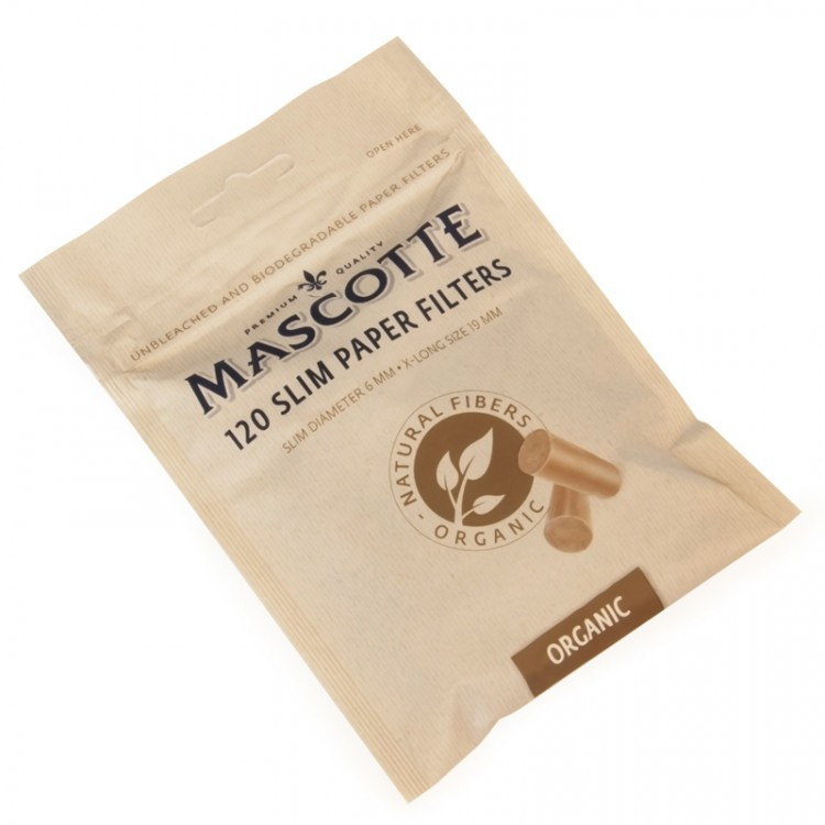 Фильтр для самокруток MASCOTTE Slim Paper X-Long Organic 120, 6мм