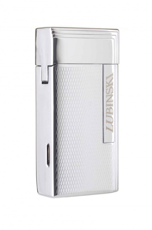 Зажигалка Lubinski "Тиволи" турбо с гильотиной, серебристая в рубчик
