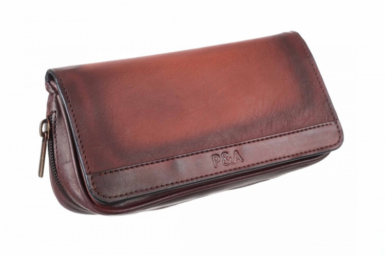 Сумка P&A для 2 трубок и табака, натуральная кожа, подарочная упаковка