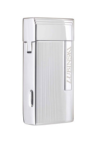 Зажигалка Lubinski "Тиволи" турбо с гильотиной, серебристая в полоску