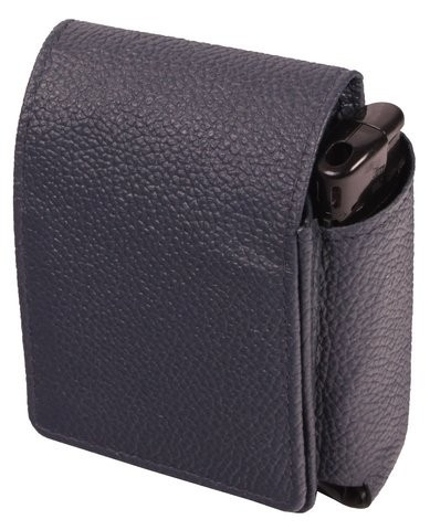 Футляр для пачки сигарет с кармашком для зажигалки,синяя кожа