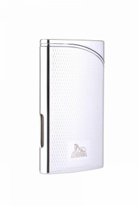 Зажигалка Lubinski "Гаэта", плоская, турбо, серебристая в рубчик