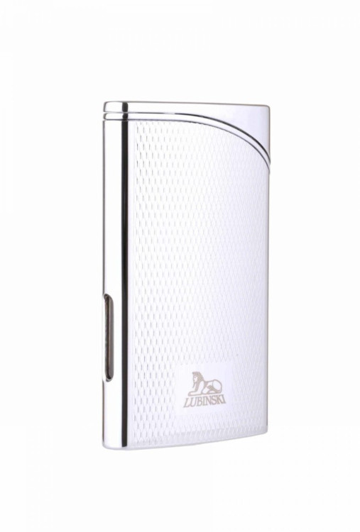 Зажигалка Lubinski "Гаэта", плоская, турбо, серебристая в рубчик